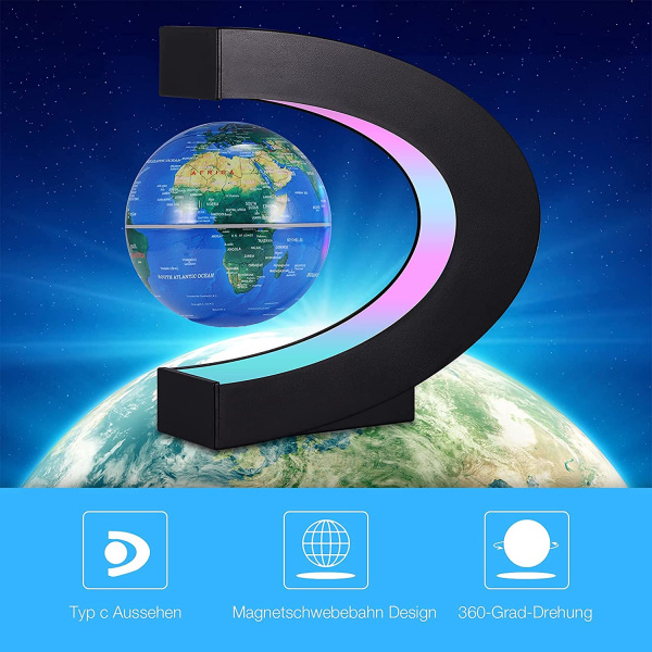 Floating Light Up Globe, Magnetic Levitation Globe, Interactive Ea