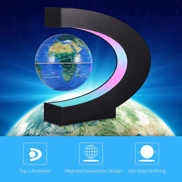 Flytande lysande jordglob, magnetisk svävande jordglob, interaktiv Ea