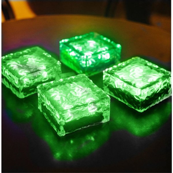 4-pak Solcelle Murstenslys, 10*10*5cm Udendørs Solcellelys, Issten Cube Lys (Grøn)