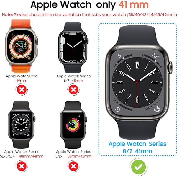 2 kpl koteloa Apple Watch Series 8/7/6/5/4/SE 2/SE -näytönsuojalle