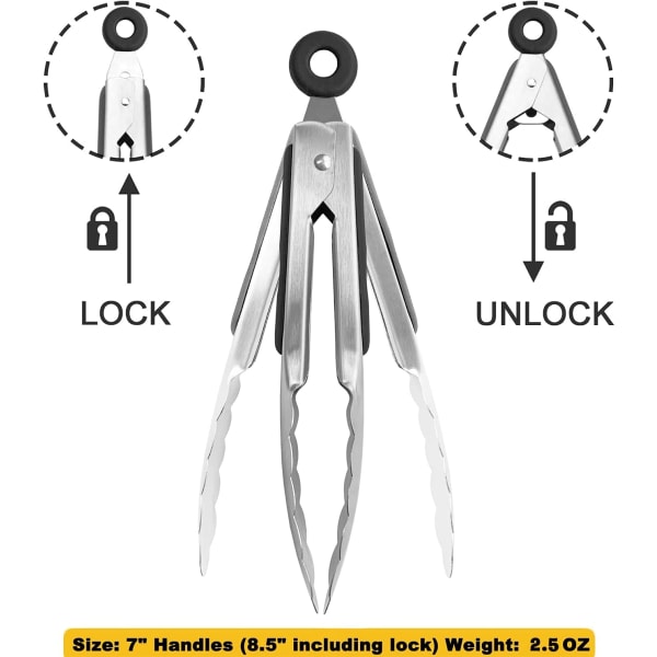 Mini rustfrit stålkøkkentænger 7-tommer serveringstænger lille Co