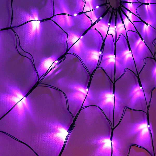 Halloween Spider Web dekoration LED Spider Web Light med plys