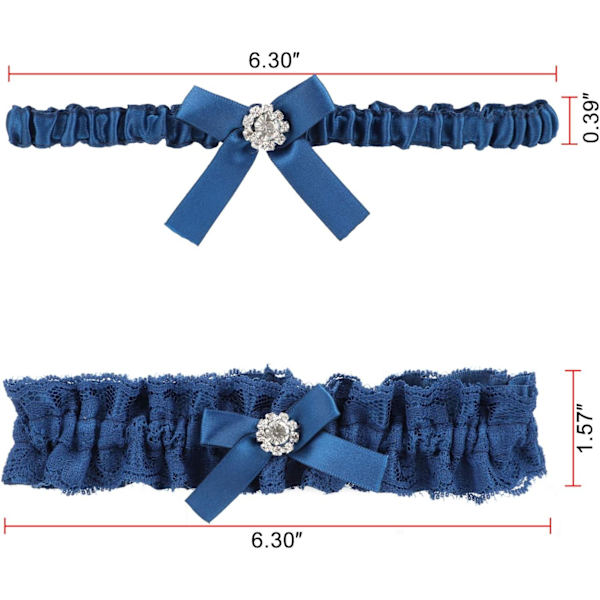 Blå Brude Strømpebånd, Elastisk Brude Strømpebånd Sæt af 2, Bryllupskjole Tilbehør (One Size), Bryllupsgave fra Bruden til Brude Festen