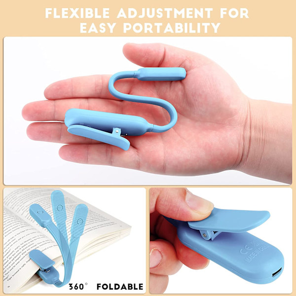 Læselampe, Læselampe USB Genopladelig Clip-on Lys, 3 M