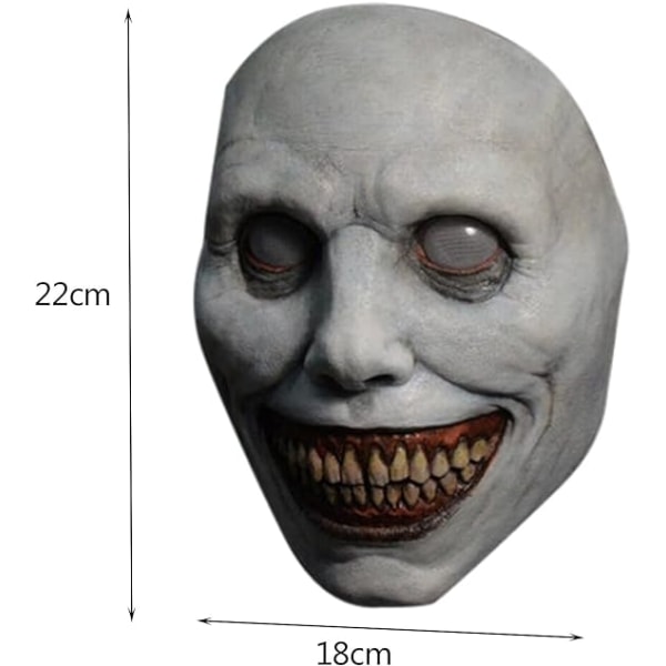 Grå, universell Halloween-mask skräck skräck Halloween leende demon skräck clown cosplay Halloween demon karneval cosplay rekvisita lämplig för män och kvinnor