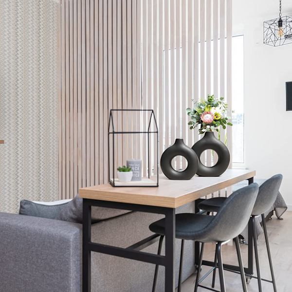 Sort Keramisk Vase Nordisk Cirkulær Mat Hul Donut Blomst