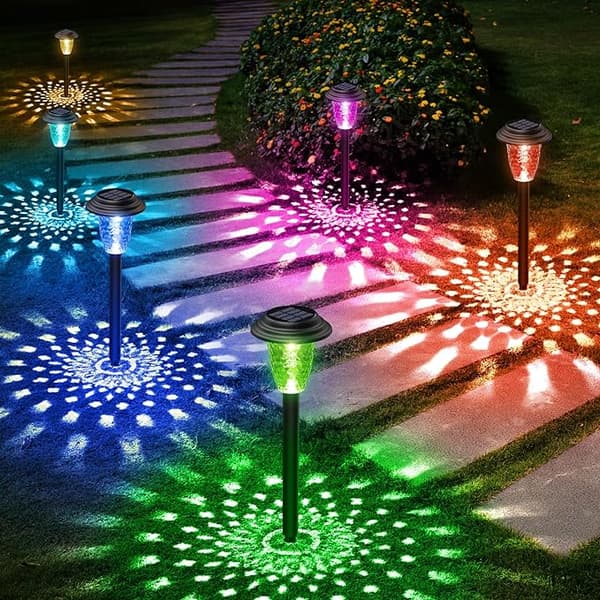 2 stk. solcellelampe til udendørs have, udendørs solcellelampe med farverig
