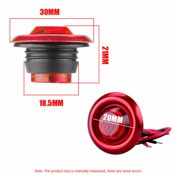 10X 3/4\" 12V 24V Markeringar LED Lastbil Släpvagn Rund Sida