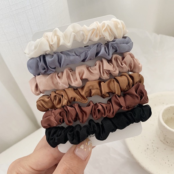 Sæt med 6 flerfarvede scrunchies flerfarvede