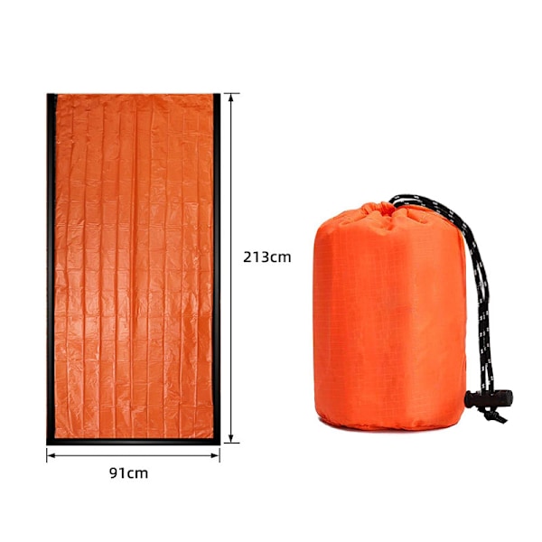Överlevnadsnödsömnväska 213*91cm, PE Aluminiumfolie Sovsäck Lätt Vikt Vattentät Termisk Termisk Väska Nödsituation