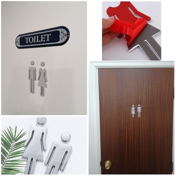 1 par (12cm) toalettskyltar, dörrsticka för män och kvinnor