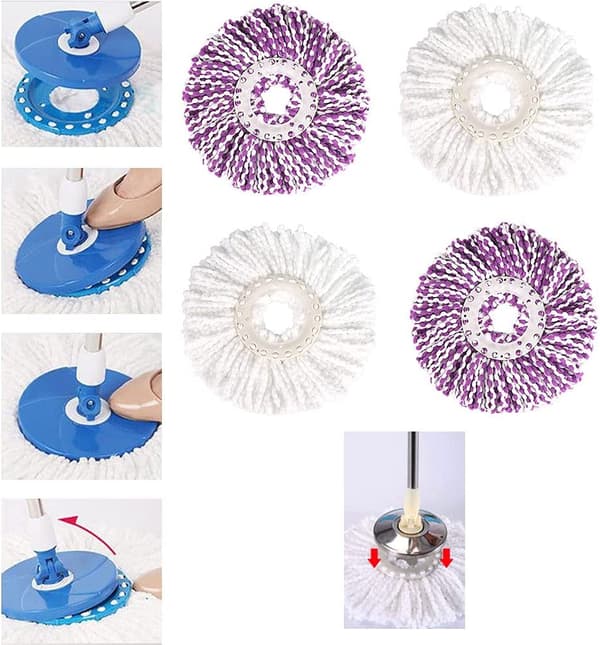 4 st Spin Mop Head Mopphuvuden Mikrofiberersättning