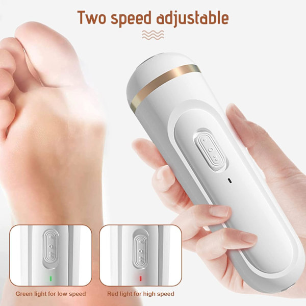 Sähköinen jalkarappa, ammattimainen sähköinen jalkarappa, kuorinta- ja kovettumien poistorulla, säädettävä nopeus, 2200mAh ladattava akku, 2 nopeutta ja 3 päätä, sopii miehille ja naisille jalkahoitoon.
