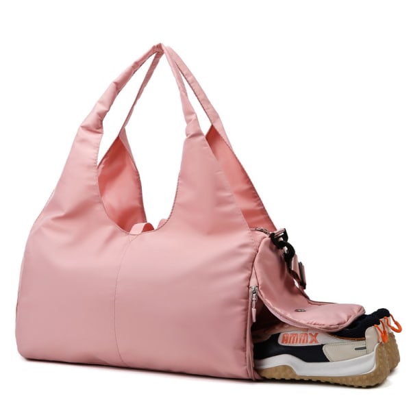 Urheilulaukku (vaaleanpunainen), harjoituslaukku kenkätaskulla kuntosalilaukulle,