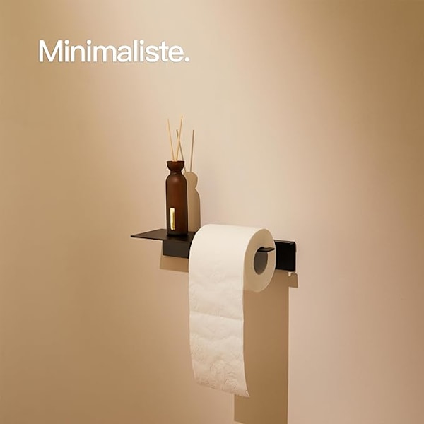 Hamburg Design WC-paperiteline ilman porausta I Itsekiinnittyvä seinään asennettava kylpyhuoneen WC-paperiteline I WC-rulla