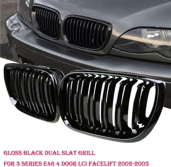 Frontgrill til E46 3-serie 4-dørs 4D 2002-2005 LCI Facelift Mat Sort