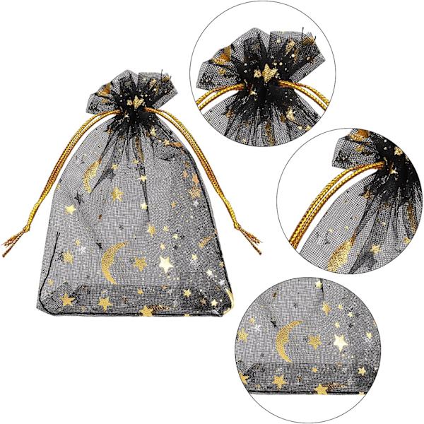 100 kpl organza-pussi, 9X12cm sekoitettu väri organza-pussi tähti ja kuu
