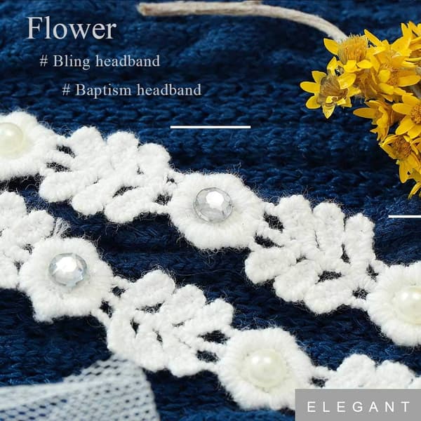 Baby Jenter Hodebånd Elastisk Dobbel Blonder Blomster Hodebånd Myk Bo