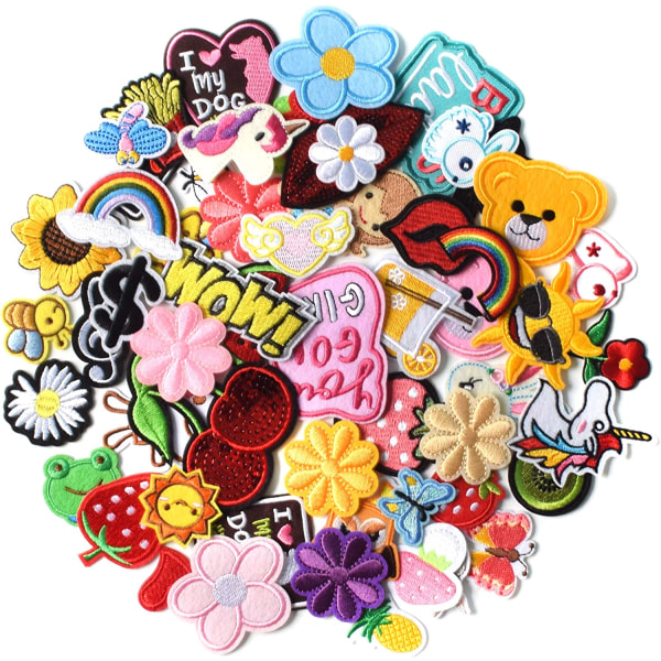 60PCS Embroidered Iron on Patches DIY Accessories, Random Assort