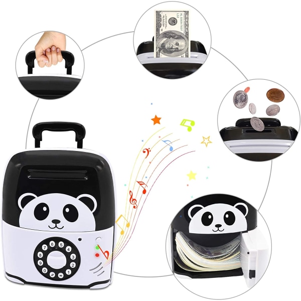 Pengarspargris för barn, pengarskåp som stöder mynt och sedlar, Panda