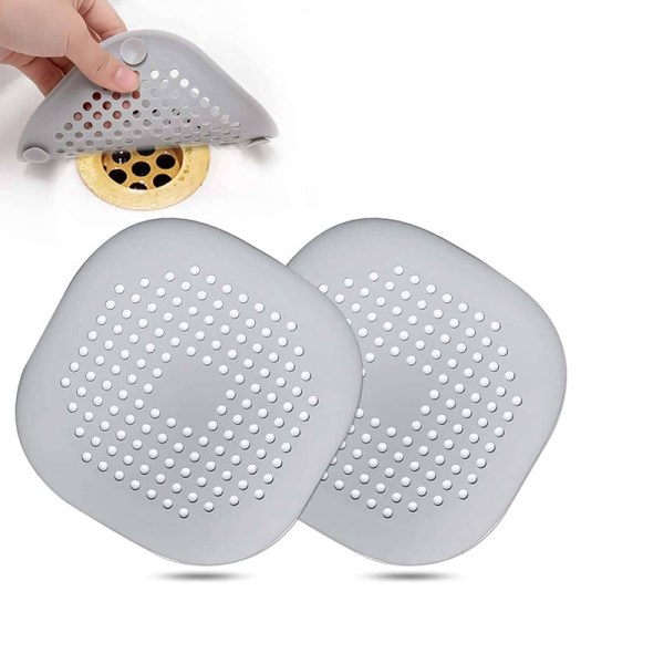 2Pcs (gray, about 14*14cm) Silicone Drain Protector, Kitchen Sin