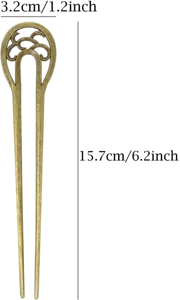 Sæt med 3 metal U-formede hårnåle til kvinder, 16 cm