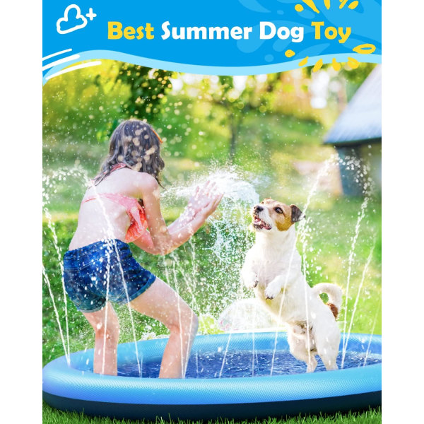 Hundesprinklermåtte (150 cm), tyk, holdbar kæledyrspool, sommer