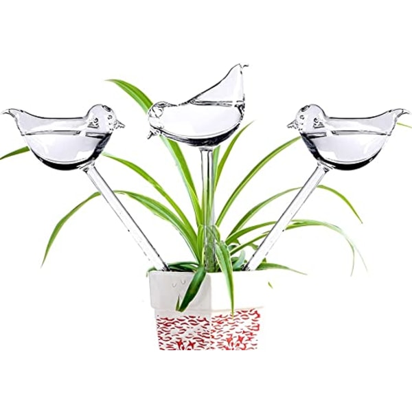 3 Pack PVC Glass Waterer with Bird Shaped Self Watering Spikes f