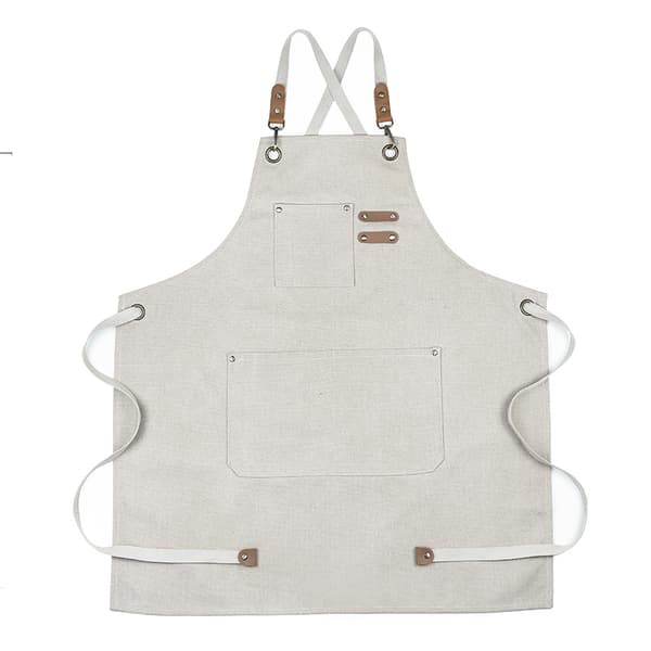 (Beige) Cowboy-forkle med lommer for frisør, maler, gartner