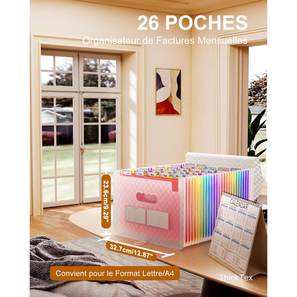 (Vit) 25 Fickor A4 Plast Dokumentförvaring Expanderbar Arkiv Accordion Organizer