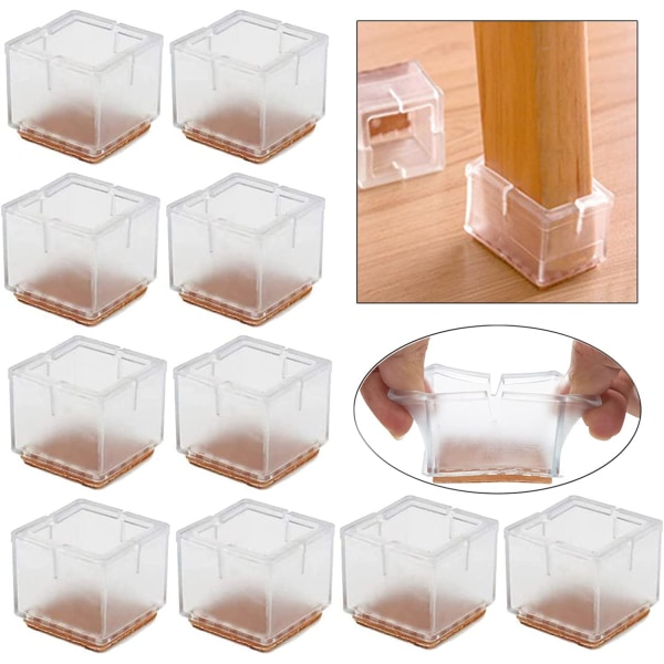 16 delar stolmössor, 42-48 mm möbelkuddar Square Silicone Pro