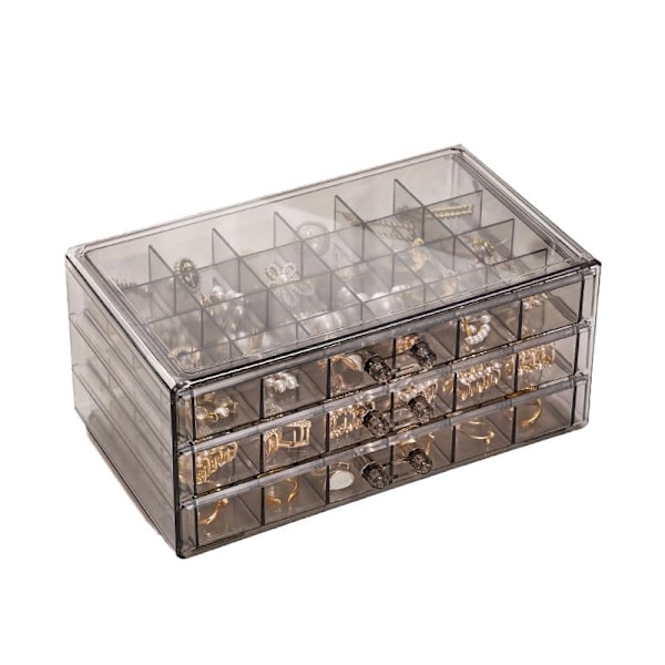 Makeup Organizer, Make-Up, 3 Skuffer, Kosmetik Opbevaring, Boks, Smykker, Transparent 72 Rum