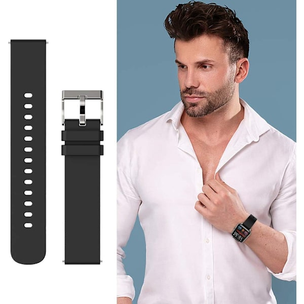 Smart Watch Rem, 20mm Blød Silikone Udskiftningsrem Justerbar