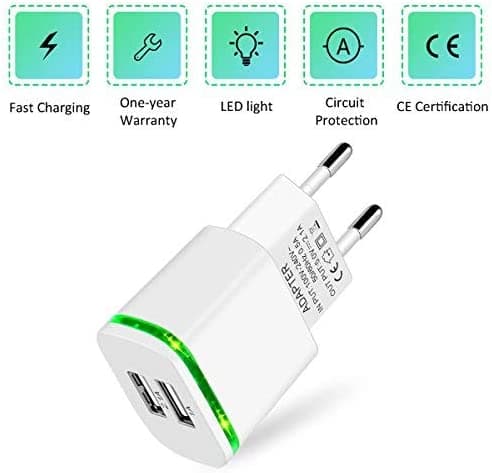 USB-netadapter, 2-pak 2.1A 5V 2-port universel strømadapter