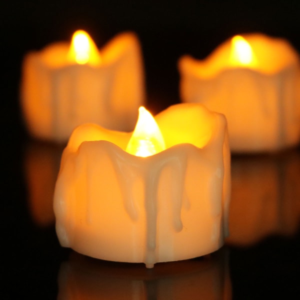 12 kappaletta LED-kynttilää (keltainen valo), liekittömät tealight-kynttilät A