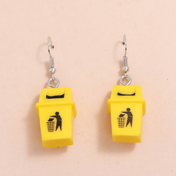 Kreativ handgjord överdriven rolig gul papperskorg Drop Earrin 36a9 | Fyndiq