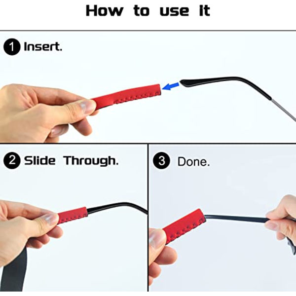 Pakke med 6 neopren elastiske lanyards med holderledning for sportsbriller
