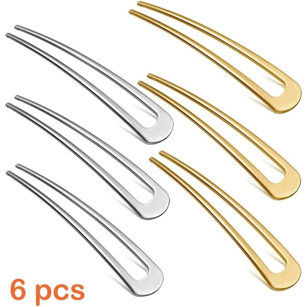 Enkel metall hårpinne, 6 stykker formet hårnål, metall hårnål