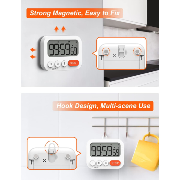 Multifunksjon digitalt kjøkkentimer med klokkefunksjon, Quick Se
