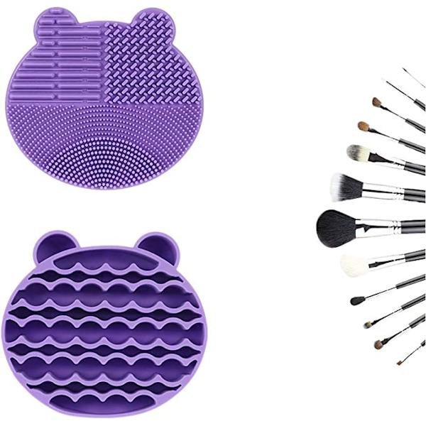 (Violet et Vert)2 en 1 Outil de Nettoyage Maquillage Brosse 2 Pi
