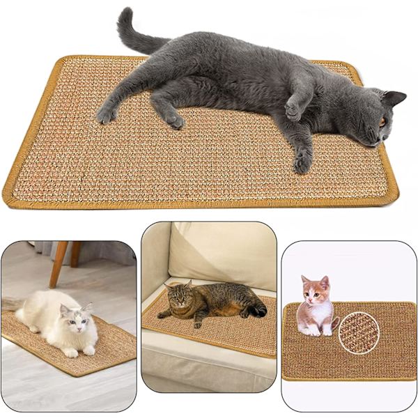 Katteskrabemåtte, Sisal Katte Rektangelmåtte Skridsikker Praktisk