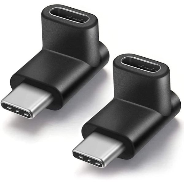 2 stk. USB-C Type C han-til-hun-adapter 90 graders vinklet op