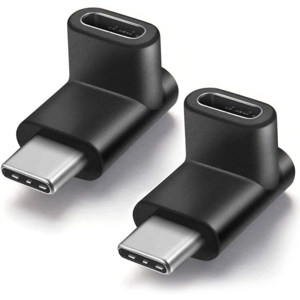 2 stycken USB-C Typ C hane till hona-adapter 90 grader vinklad uppåt