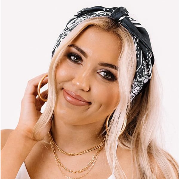 Boho hårband, elastiskt turbanhårband knutet hårband Ha