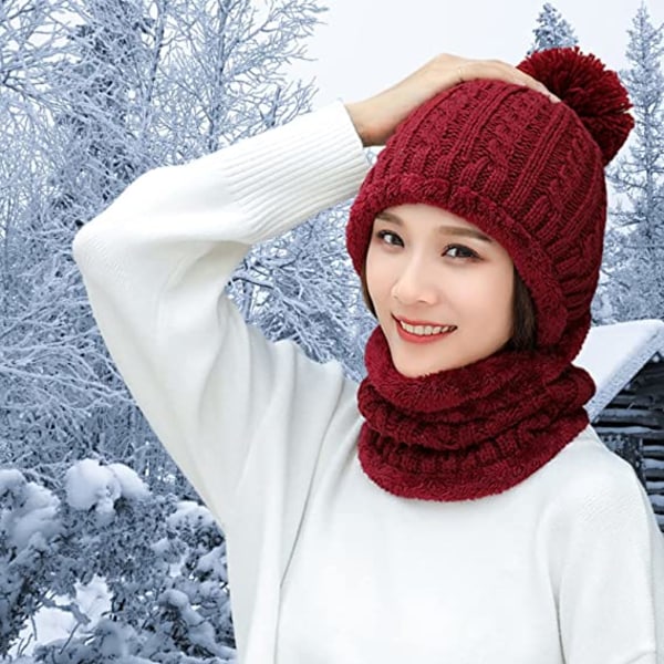 Vinter multifunksjonell lueskjerf for kvinner i ett stykke ørebeskyttelse