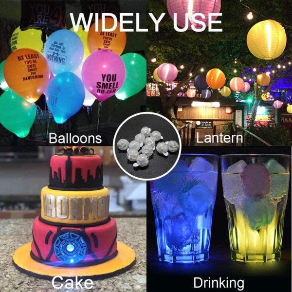 100 stk LED ballonglys Mini runde baller Lys, vanntett tinn