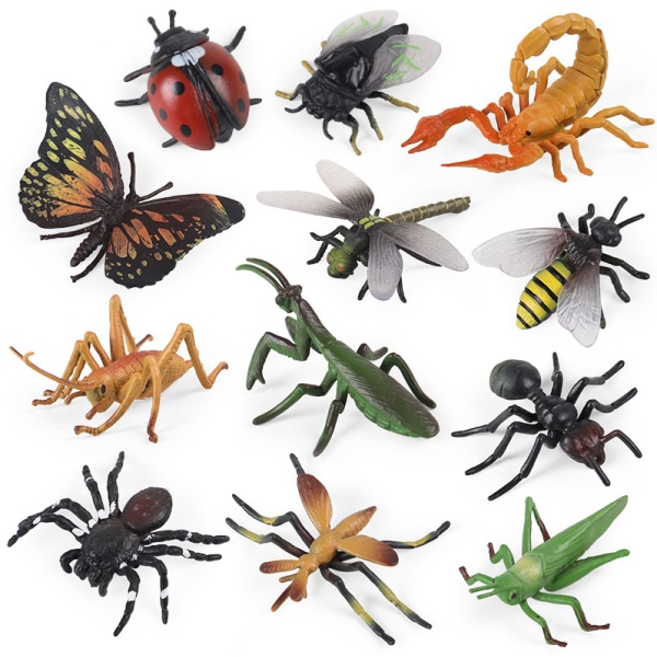 12 stk Réaliste Insektsfigur Jouets Multi-style Éducatif Pour Le