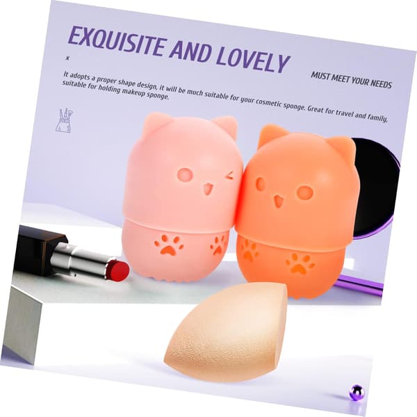 2 stk. Sminke Eggkopp Makeup Egg Oppbevaringsbeholdere Makeup Egg Svamp