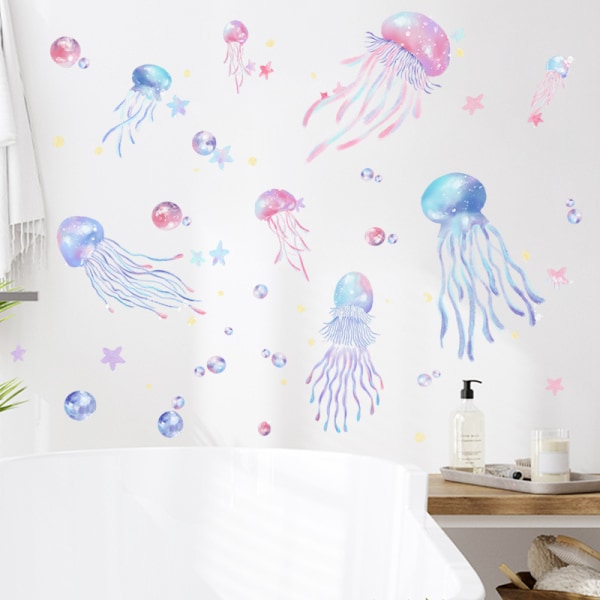 Malet drøm jellyfish børneværelse soveværelse badeværelse væg Dec