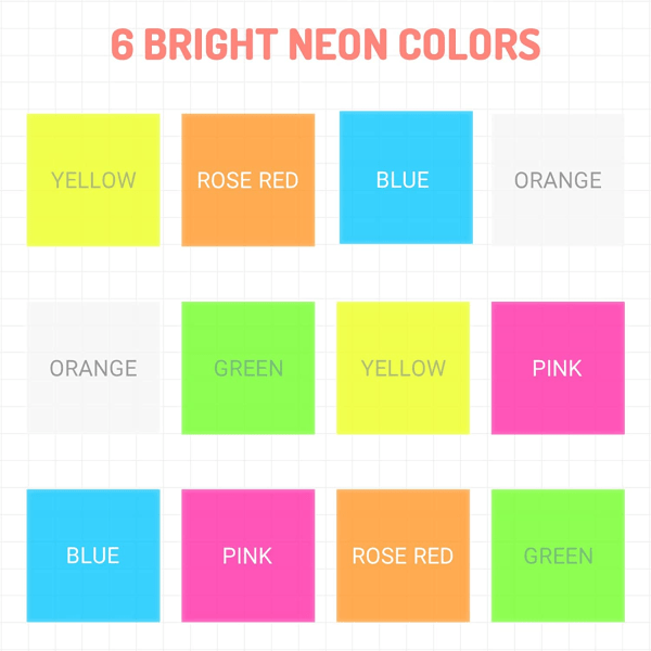 Transparenta självhäftande lappar set med 6 färger, 600 st - Transparenta självhäftande lappar